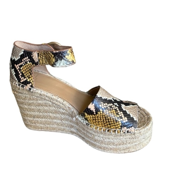 Marc Fisher MLALIDAS Leather Sandals Size 8.5 Open Toe Wedge with Ankle Strap - Picture 2 of 14